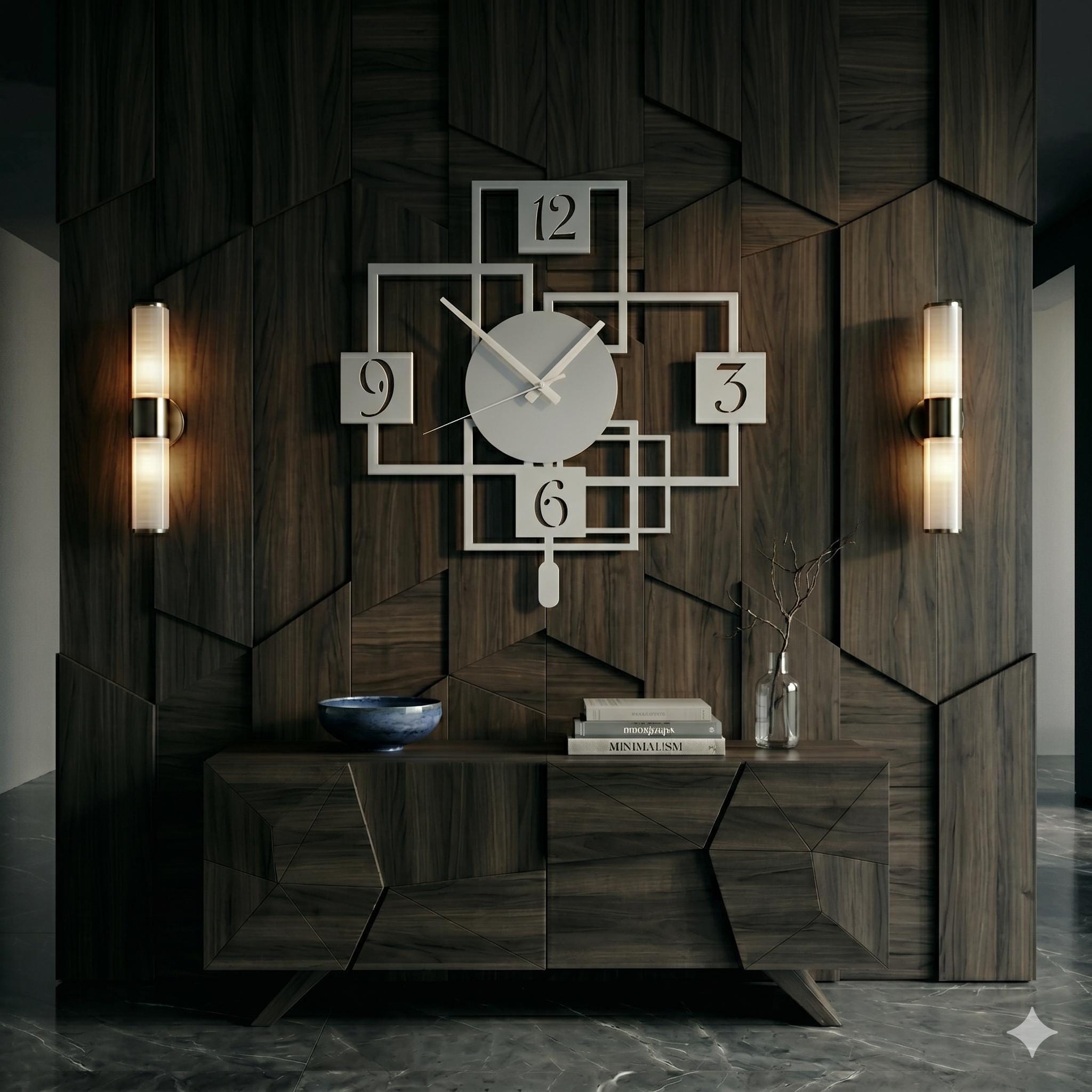 Modern Metal Asymmetric Wall Clock, Geometric Silent Clock - Etsy