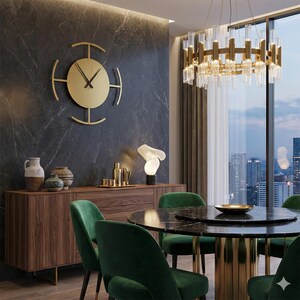 Modern Metal Wall Clock, Geometric Design, Silent Art Decor