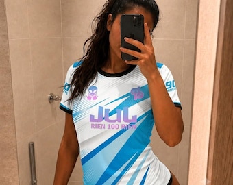 Jul Rien 100 Rien biała niebieska koszulka, koszulka piłkarska Ninetta 7, koszulka Marseille Rap Jersey Alien UFO, Marsylia Streetwear odzież sportowa