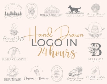 Custom Hand Drawn Logo, Logo Design, Logo Design Custom For Business, Professional Logo Maker, Business Logo Design, Logos, Photography Logo