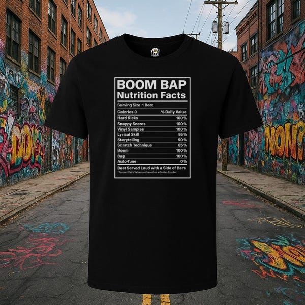 Boom Bap Nutrition Facts Tee