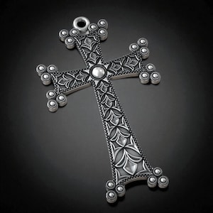 Sterling Silver Khachkar Cross Pendant: Armenian Eternity Symbol Necklace