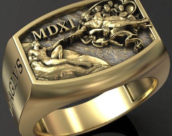 Creation of Adam Signet Ring: Michelangelo Art Inspired (Gold or Silver)