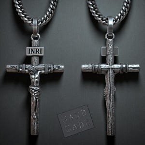 Crucifix Cross Necklace, Christian Gift, Jesus Pendant, Catholic Jewelry, Unisex Silver Faith Accessory, Religious Symbol