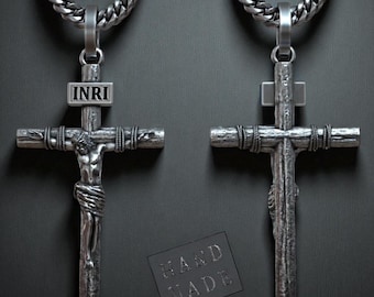 Christian Crucifix Pendant, Sterling Silver with Gold Plating (3 Sizes Available)