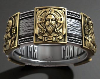 r*r様 希少Evisen IC CHIP RING SILVER Eastern Orthodox Byzantine Cross IC XC Ring Silver 925 Sizes 6-14