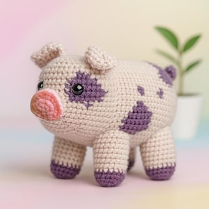 Mini Pig Amigurumi Pattern, Crochet Pig Pattern, Amigurumi Piglet, Piglet Crochet PDF, Stuffed Pig Toy, Farm Animal Softie DIY, Baby Piggy