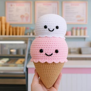 Ice Cream Crochet Pattern, Amigurumi Dessert PDF, Cute Crochet Food Toy, DIY Ice Cream Cone, Kawaii Crochet, Beginner Amigurumi Scoop Gift