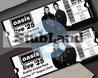Live ‘25 Physical Concert Ticket | Dublin Croke Park | Signed Set List | Custom Date | Printed Keepsake | Oasis Memorabilia