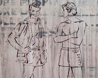 Queer Art, MCM Art, Mid Century Style, Vintage Fashion Illustration, Nostalgic Gay Boy Art