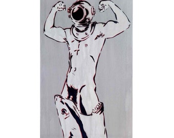 Shark Art, Hot Boy Art, Male Model Painting, Pinup Art, Queer Art