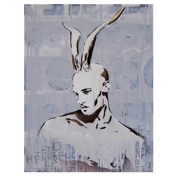Male Figurative Painting, Queer Art, Devil Painting, Mixed Media Modern Art