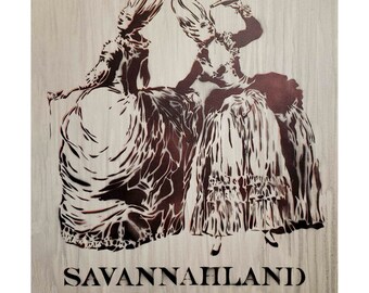 Thirsty Girls Paniting, Vintage Etching Style, Savannah Georgia Art, Marie Antoinette Art