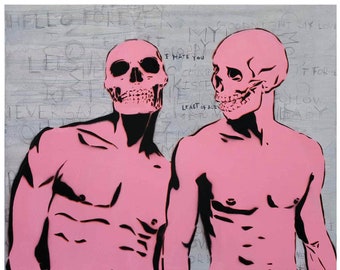 Graffiti on Canvas, skull art, queer art, gay romance