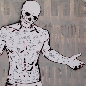 Queer Art Male Figurative Graffiti Painting Skull Art Tattoo Art