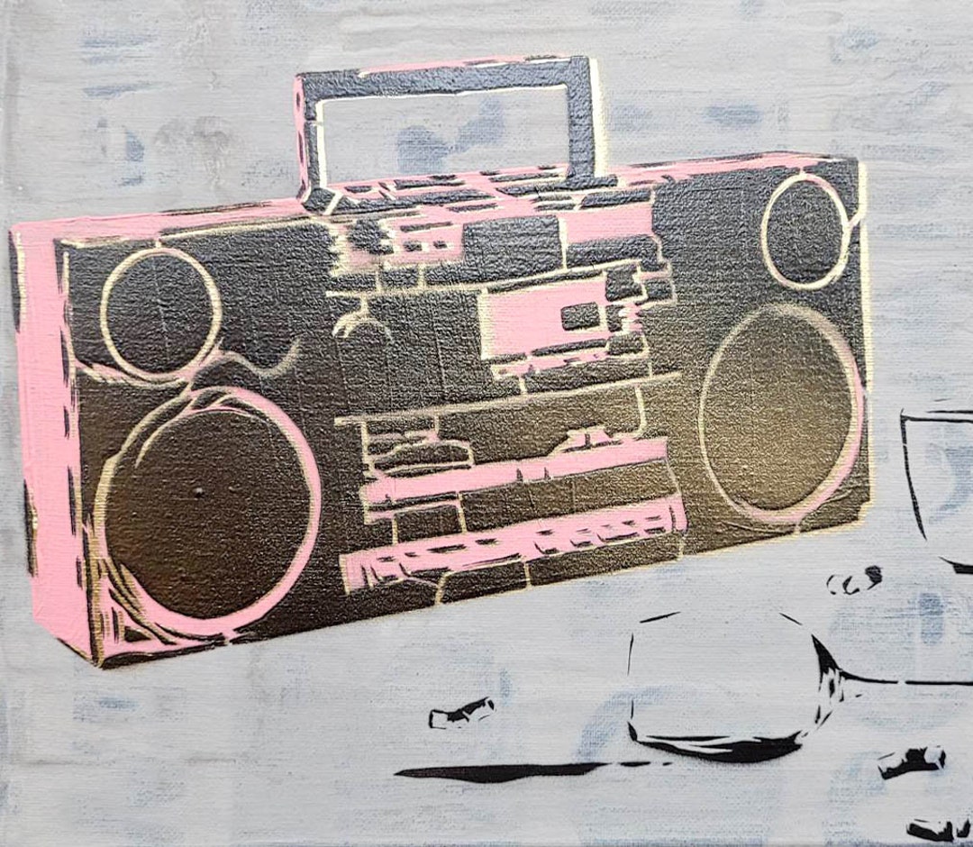 Retro Boombox Painting, Party Art, 80's Vibe Painting Graffiti Etsy