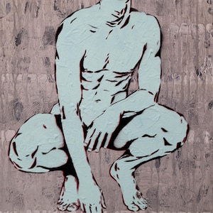 Graffiti Painting, Male figurative art, Skull Art, hot guy art