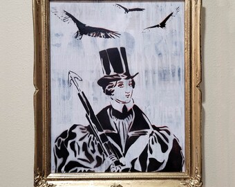 Lady Boss Painting, Framed Victorian Art, Vintage Print Style, Huntress Painting