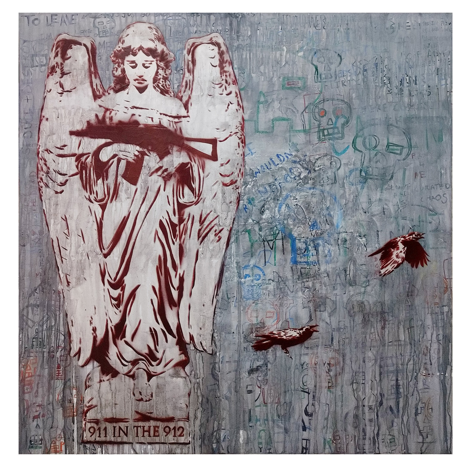 Angel Art Original Graffiti Style Canvas Cemetery Painting - Etsy