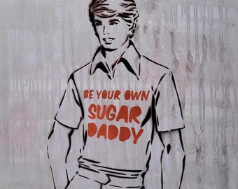 Graffiti on Canvas, Sexy Humor, Queer Art, Sugar Daddy Painting