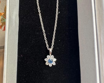 Blue Sapphire Flower Pendant: Minimalist Sterling Silver Necklace / Classic Sapphire Necklace / Sapphire Necklace / September Birthstone