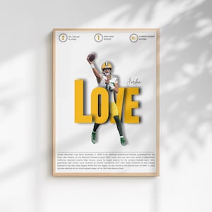 Jordan Love Poster, Green Bay Packers Poster, NFL Print, Green Bay Wall Art Print, Jordan Love Digital Download, Packers fans