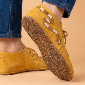 Womens Beaded Snake Suede Moccasins. Lace Up Shoes Suitable For Outdoor Wear. Summer Gift For Her. image 3