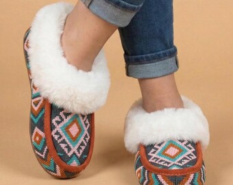 Handmade Beaded Moccasins | Slip-On Shoes | Cozy Boho Ethnic Footwear for Women