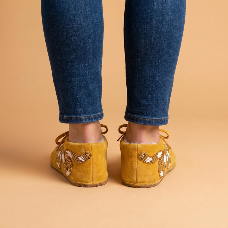 Womens Beaded Snake Suede Moccasins. Lace Up Shoes Suitable For Outdoor Wear. Summer Gift For Her. image 4