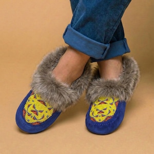 Handmade Native American Style Beaded Leather Moccasins For Women