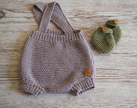Romper Shorts, Soaker Pants, Stone Grey Knitted Shorts, Cotton hand made trousers, Knitted shorts, New baby gift, Baby Shower present,