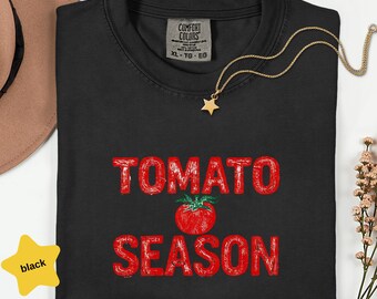 Comfort Colors Tomato Season Minimal Shirt, Clean Garden Typography Tee, Cottagecore Simple Graphic