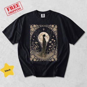 Comfort Colors Rooted in Moonlight Shirt, Moon Goddess Minimal Tee, Botanical Witch Tshirt