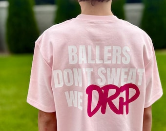 BALLERS DONT SWEAT Graphic Tee | Baseball Tee | Dripline Casual Sports Shirt | Everyday Soft T-Shirt for Kids, Teens, and Adults