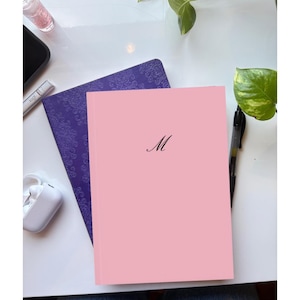 Personalized Initial Diary, Pink Hard Backed Journal, Writing Journal, Pretty Notebook, Diary, Planner, Sketchbook, Aesthetic, Gift for her