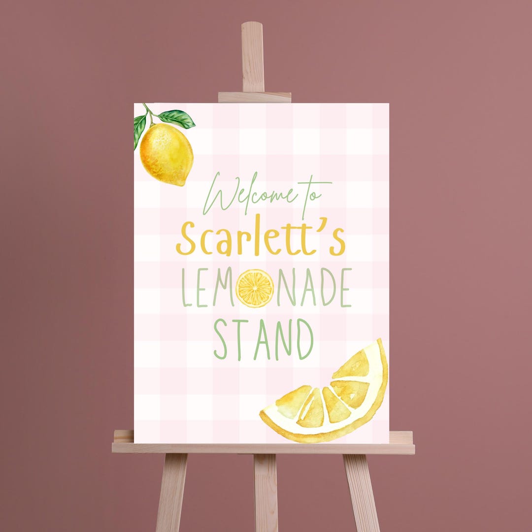 Lemonade First Birthday Welcome Poster Citrus Lemon Theme One Year Old ...