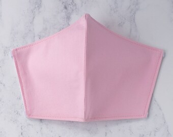 Baby Pink Plain Cotton Washable Face Mask - Handmade in the UK and Ready to Ship (Suitable for LARP)