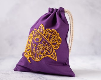 Purple Planchette Drawstring Bag for Tarot Card Storage, Esoteric, Occult, Witch, Altar, Mystical, Pagan, Psychic, Wicca, LARP, Roleplay