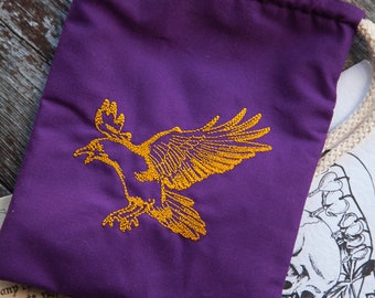 Ready To Ship - Crow dice pouch for LARP, SCA, roleplaying, or tabletop gaming