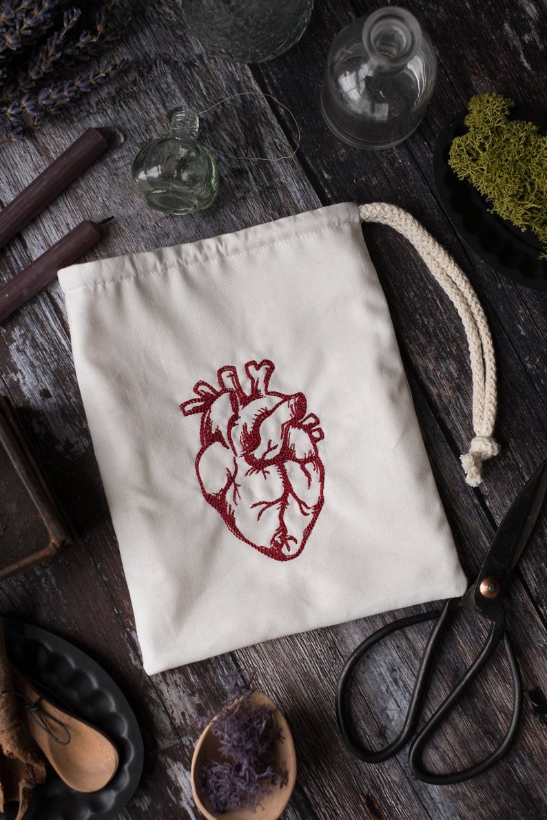 Anatomical Heart Drawstring Bag Etsy