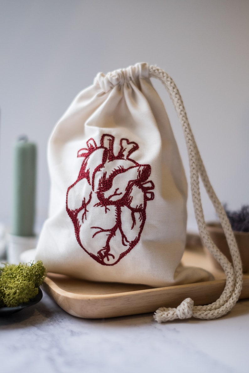 Anatomical Heart Drawstring Bag Etsy
