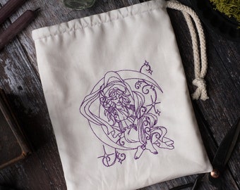 White and Purple Moon Goddess coin pouch for LARP, SCA, roleplaying, or tabletop gaming