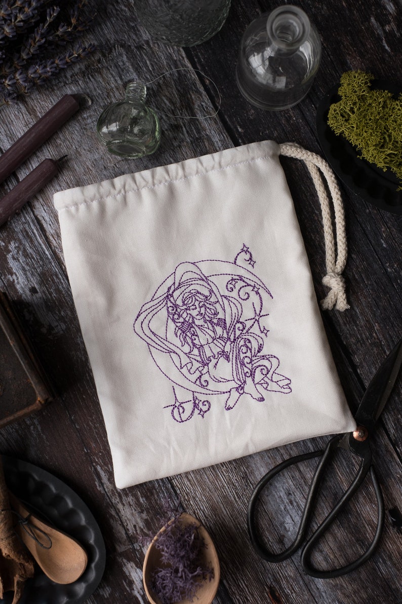 Moon Goddess pouch for LARP, SCA, roleplaying, or tabletop gaming image 1