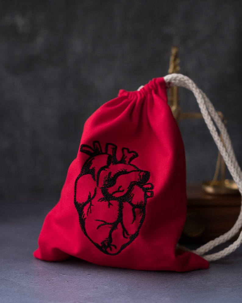 Anatomical Heart Drawstring Custom Dice Bag image 2