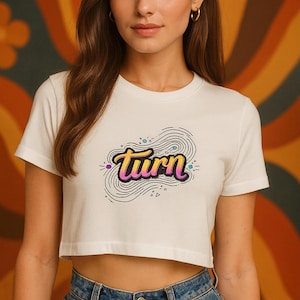 CT01-WH Turn Retro - White | Printed Crop Top | 30s Cotton Combed