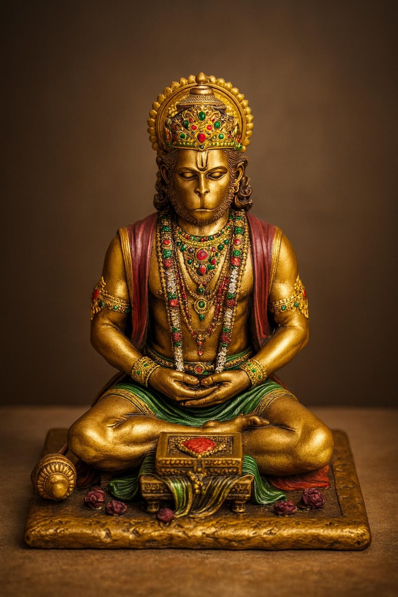 Handcrafted Hanuman Statue • Antique Finish Polyresin Murti image 1