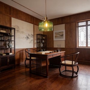 Japanese Vintage Brass Glass Pendant Light Minimalist Nordic Hanging Lamp for Bedroom Dining Bar Entryway Balcony Modern Decor