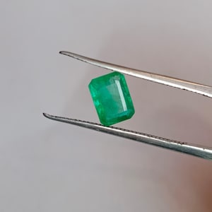 Vivid Green Sambischer Smaragd: Natürlicher Achteck Edelstein (1.50 ct, 8 x 6 mm)