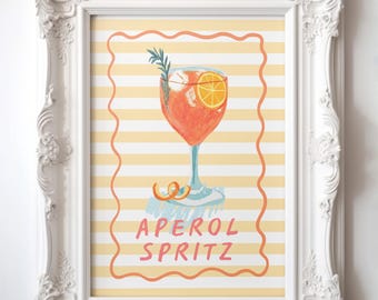 Aperol Spritz Art Print, Barcart Poster, Cocktail Prints, (Digital Download)