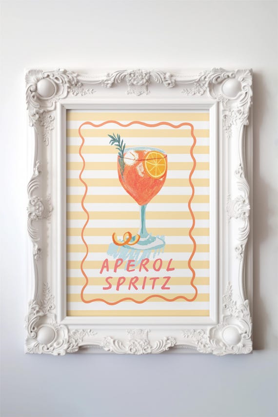 Aperol Spritz Art Print, Barcart Poster, Cocktail Prints, (Digital Download)